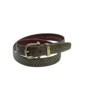 Vtg Jana Genuine Brown Snake Skin Belt Size L Brass Buckle Brown Waist 29”-33”